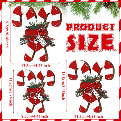Kasyat 3 Pack Christmas Candy Cane Table Decor Christmas Wooden Decorative Sign Red and White Stripes Candy Cane Xmas Tiered Tray Decor Farmhouse Table Centerpieces Block Set for Home Shelf