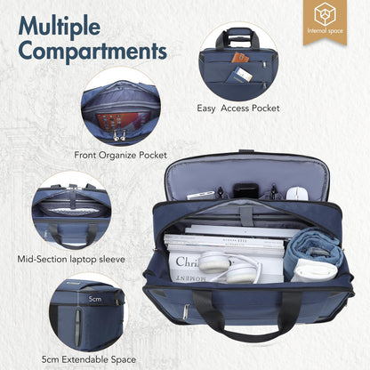 Lekebobor Rolling Laptop Bag - Rolling Laptop Briefcase on Wheels for Women/Men Fits Up to 15.6Inch Rolling computer Bags Water Resistant for Travel Work and Business (Blue)