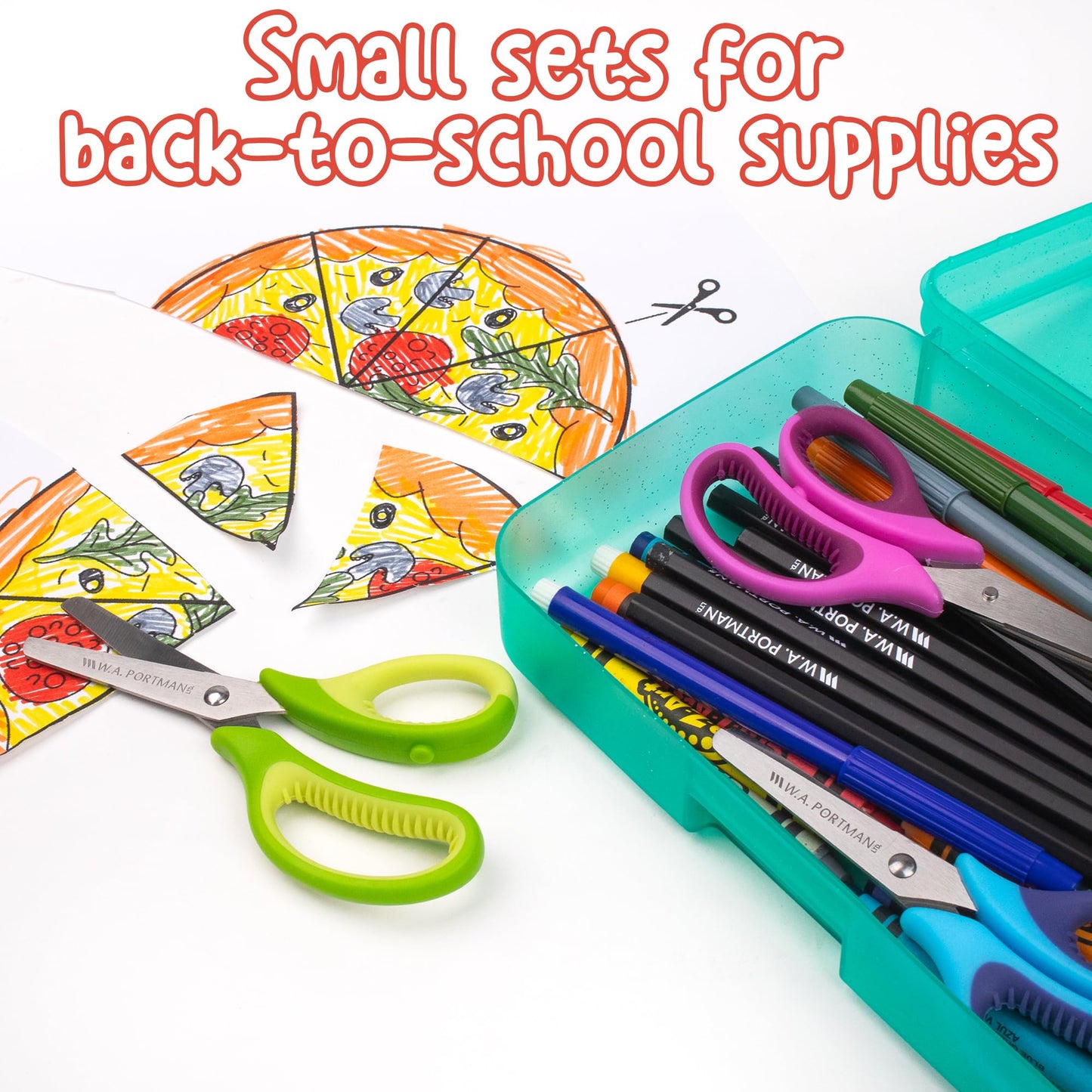 WA Portman 24 Pk Blunt Scissors for Kids - 5-Inch Blunt Tip Kids Scissors Bulk Classroom - Back to School Supplies - No-slip Grip & Durable Stainless Steel Blades - Ideal for School & Home Use