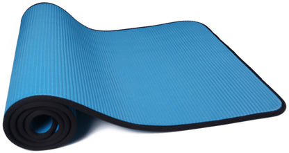 Fitvids All-Purpose 2/5-Inch (10mm) Extra Thick High Density Anti-Slip Exercise Pilates Yoga Mat with Carrying Strap, Blue
