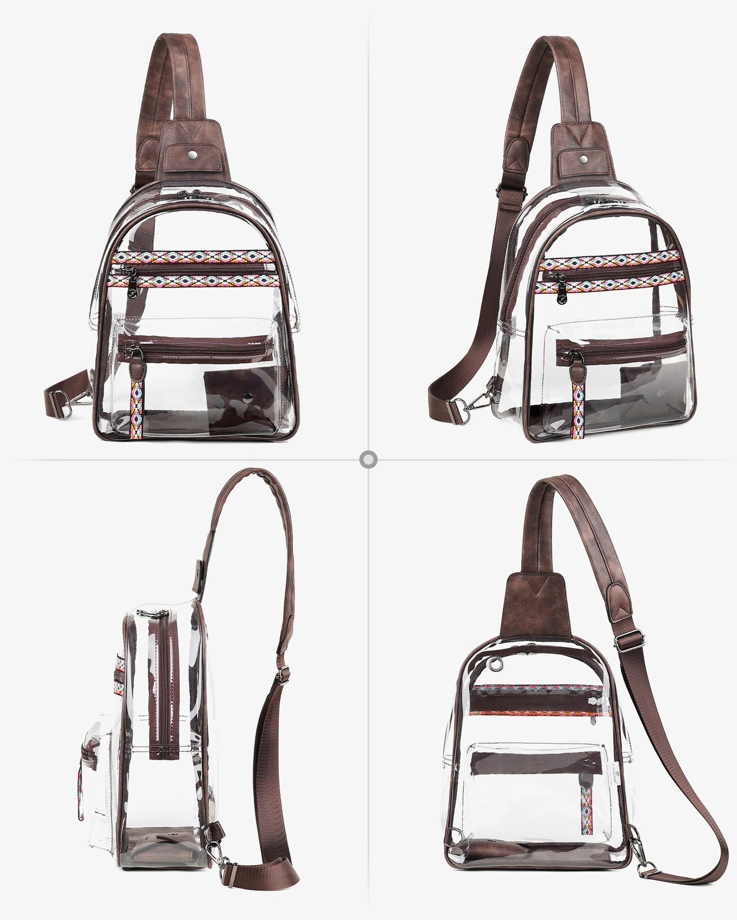 FADEON Large Clear Bag for Stadium Events, Transparent Purse Designer See Through Women's Crossbody Sling Bags Concerts Sports