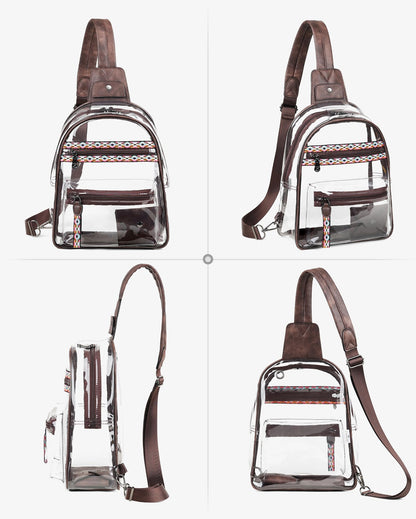 FADEON Large Clear Bag for Stadium Events, Transparent Purse Designer See Through Women's Crossbody Sling Bags Concerts Sports