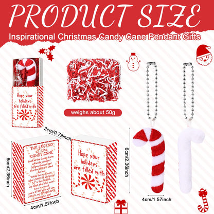 Soulchen 30 Set Christmas Candy Cane Story Gift Mini Plush Keychain with Legend of The Candy Cane Gift Box Xmas Stocking Stuffer Jesus Christian Party Favor for Church Teacher Coworker