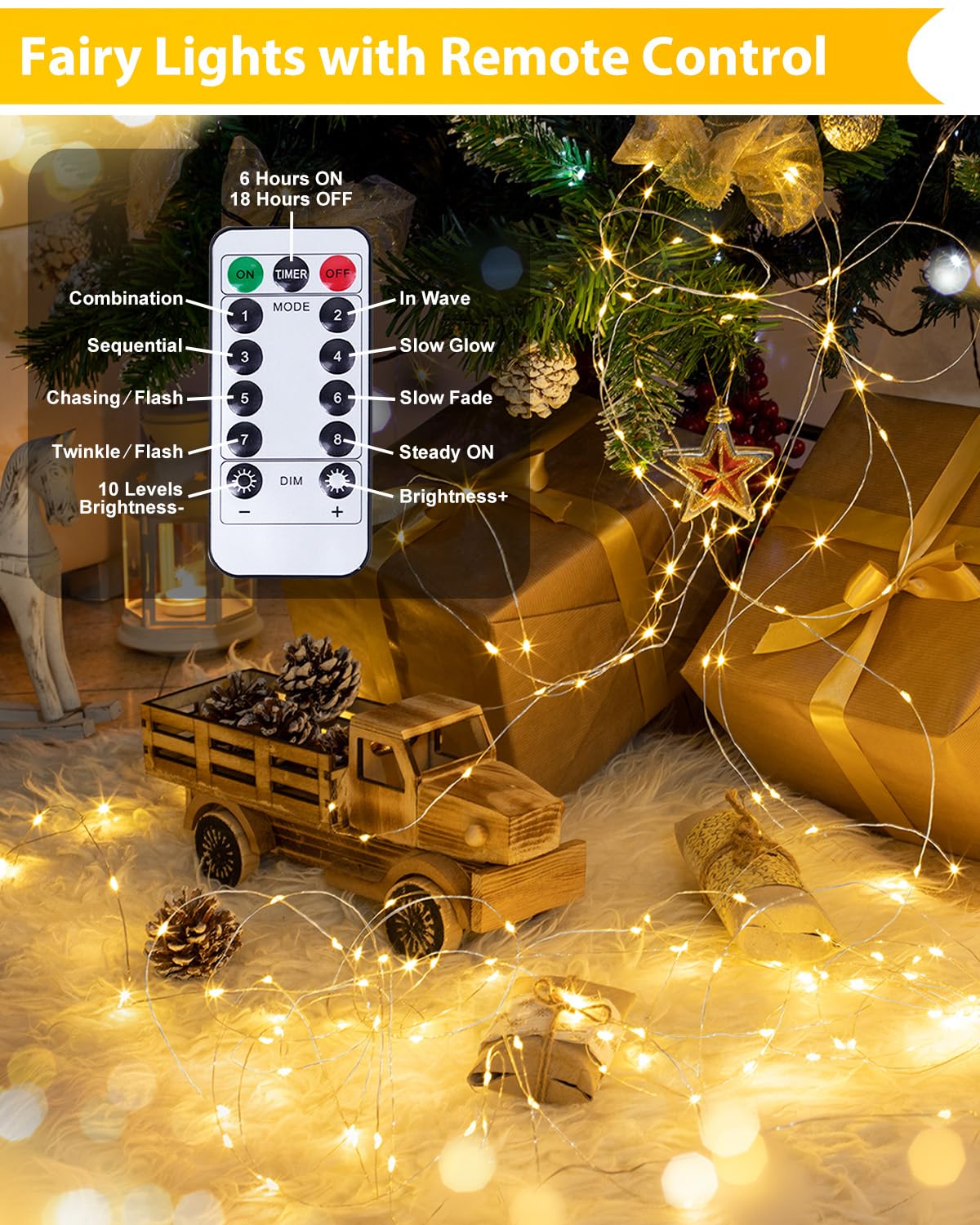 3 Pack 60 LED Fairy Lights Battery Operated with Remote, 8 Modes String Lights Indoor Outdoor, Cuttable Battery Light for Home Bedroom Wedding DIY Centerpiece Christmas Decorations (Warm White)