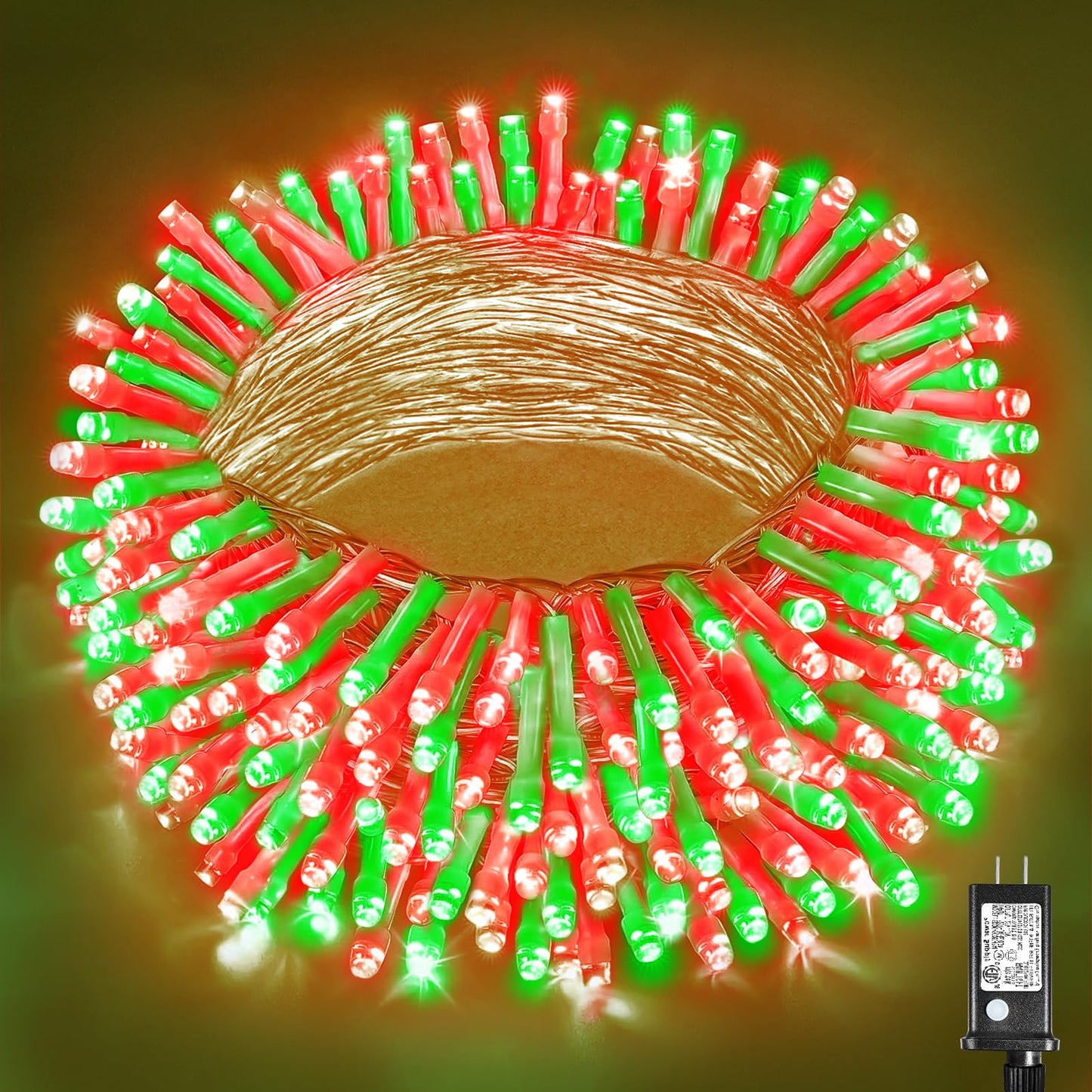 300 LED Christmas Lights Outdoor 100ft Extra Long Christmas String Lights 8 Modes Plug in Waterproof Fairy Lights with Timer Memory for Indoor Outside Bedroom Home Party Decoration, Red&Green