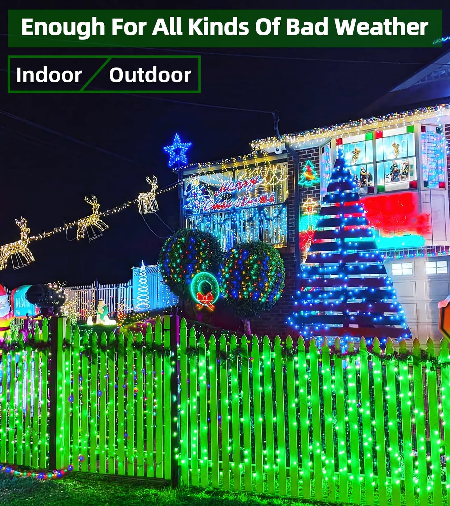 QUHUATU 1500 LED Chrstmas String Lights, 492FT Super Long Christmas Lights with 8 Modes, Christmas Tree Lights with Timer Memory for Indoor Outdoor Tree Fence Garden Xmas Wedding Party Decor Green