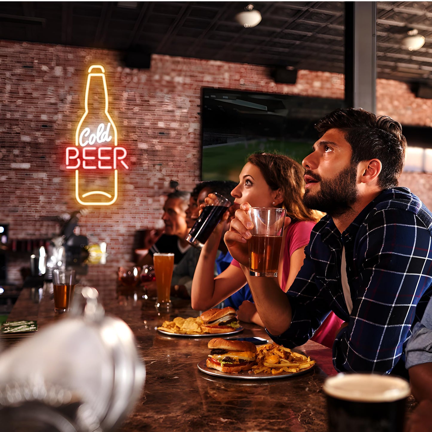 Kavaas Cold Beer Neon Sign 16.5" x 7.5", Beer Bottle Shaped LED Sign for Man Cave, Home Bar, Pub, Wall Decor - Best Gifts for Beer Lovers, Birthday, Christmas