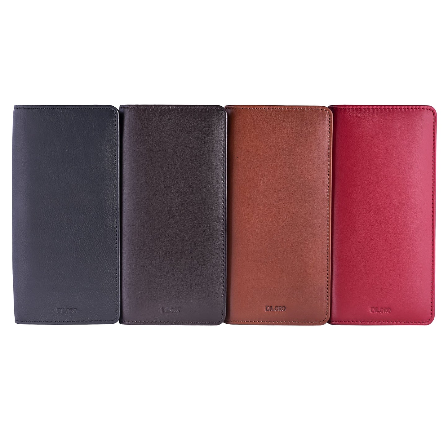 DiLoro Leather Zippered Triple or Quad Pen Case Pencil Pouch Holder for Three or Four Fountain Ballpoint Rollerball Pens or Glasses (Nappa Bugatti)