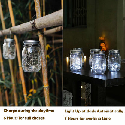 Decorman Solar Mason Jar Lid Lights, 6 Pack 10 LED Waterproof String Fairy Star Firefly Jar Lids Lights for Patio Garden Yard Lawn Party Wedding Christmas Decoration(Jars & Hangers Not Included)