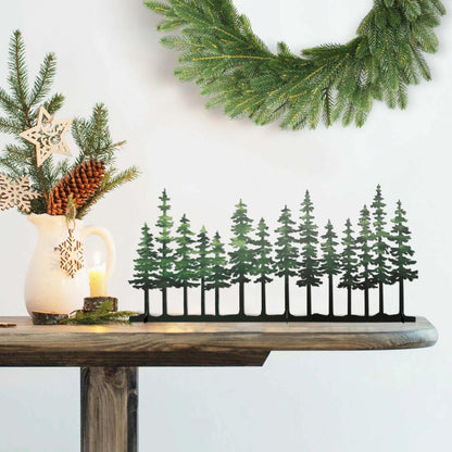 Metal Pine Tree Decor, Cabin Forest Tree and Nature Rustic Tabletop Decor, Mantel Centerpieces Shelf Decorations, Housewarming Gifts for Home Farmhouse Living Room Bedroom(Green)