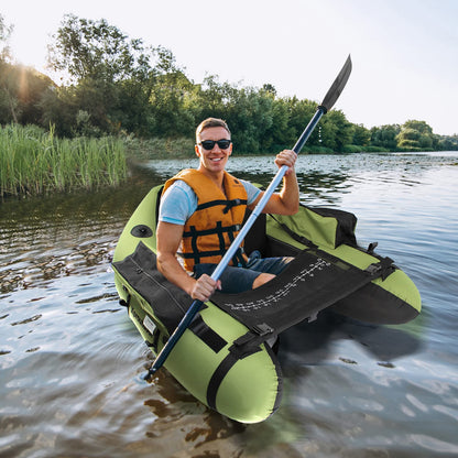 Xproutdoor Fishing Float Tube with Adjustable Backpack Straps, Storage Pockets, Fish Ruler, Fly Fishing Boat with Pump, Oar, Rod Holder and Mount, Fins, 350LBS Load Bearing Capacity, FT003,Green