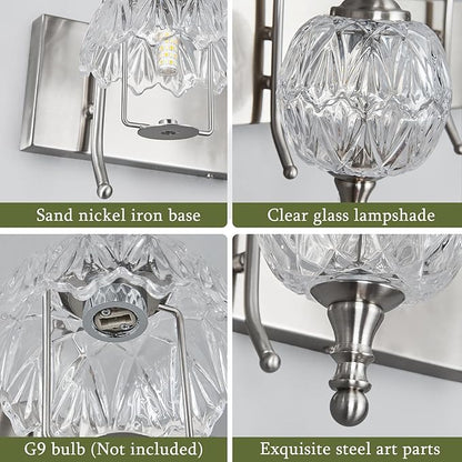 Modern Crystal Bathroom Vanity Lights Fixtures Over Mirror Brushed Nickel Vintage 5-Lights 36 Inch Bathroom Light Fixtures Glass Crystal Vanity Lights