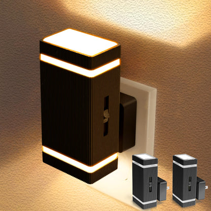Briignite Night Lights Plug into Wall, Modern LED Night Light Plug in, Dusk to Dawn Sensor, Soft White 3000K, 0-100LM Adjustable Brightness, Dimmable NightLight for Hallway, Bedroom, Stairway, 2 Pack