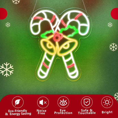 KHK Christmas Stick Neon Signs for Wall Decor Xmas LED Christmas Hat LED Sign, USB Powered Dimmable Switch for Indoor Party Kids Bedroom Wedding Bar Pub Club Birthday Party Gift(15 * 13in)