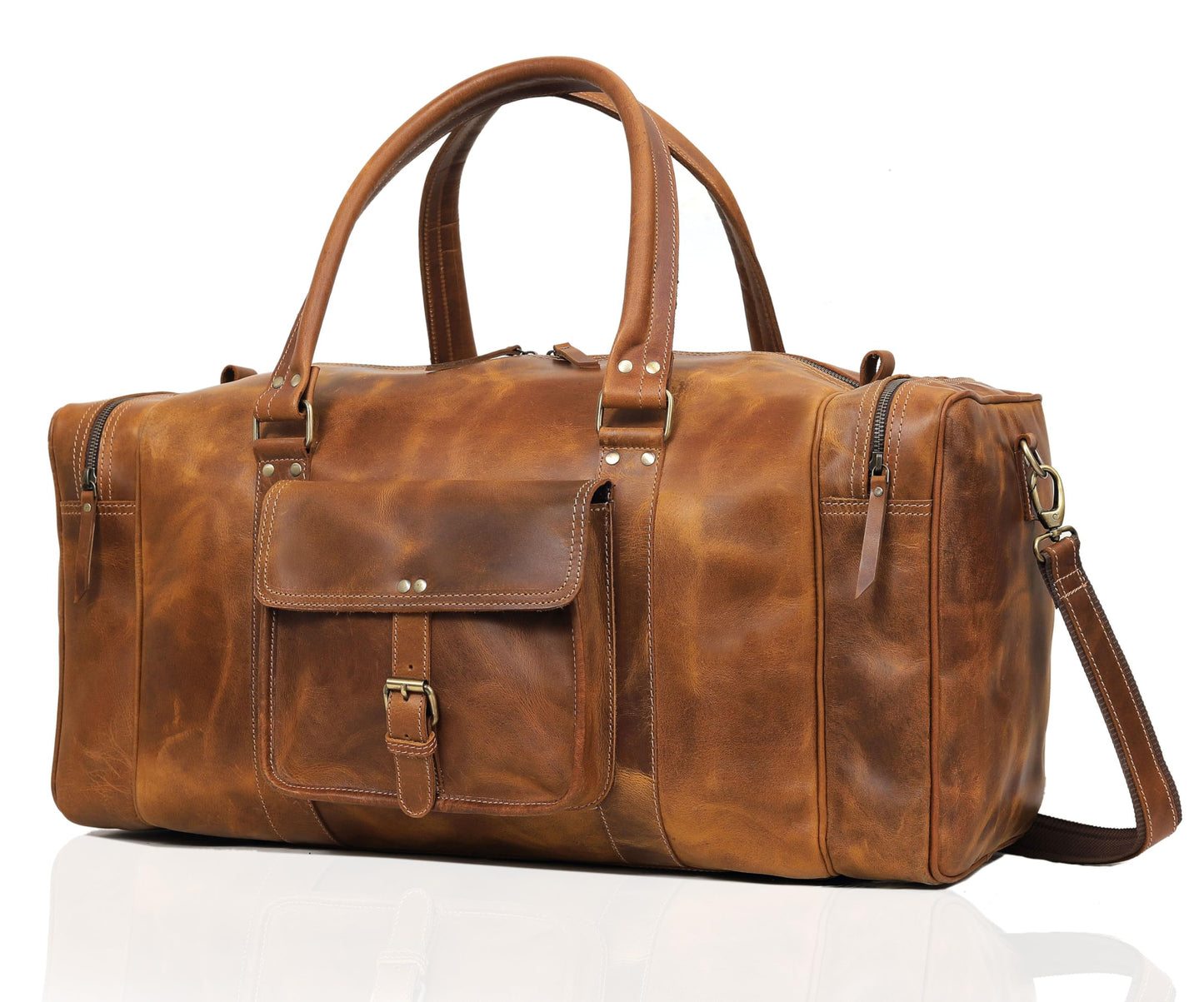 Leather Duffel Bag for Men and Women, Full Grain Travel Duffel Bag, Sports Duffel Bag Men, Overnight Weekender Bag Carry on Cabin Bag Luggage Bag Handmade Leather Duffle 24 inches
