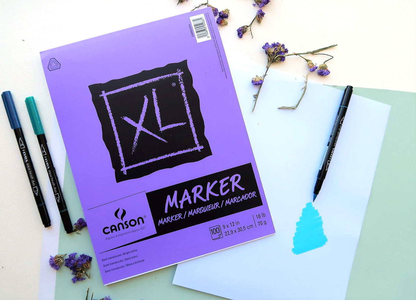 Canson XL Series Marker Paper, Foldover Pad, 9x12 inches, 100 Sheets (18lb/70g) - Artist Paper for Adults and Students