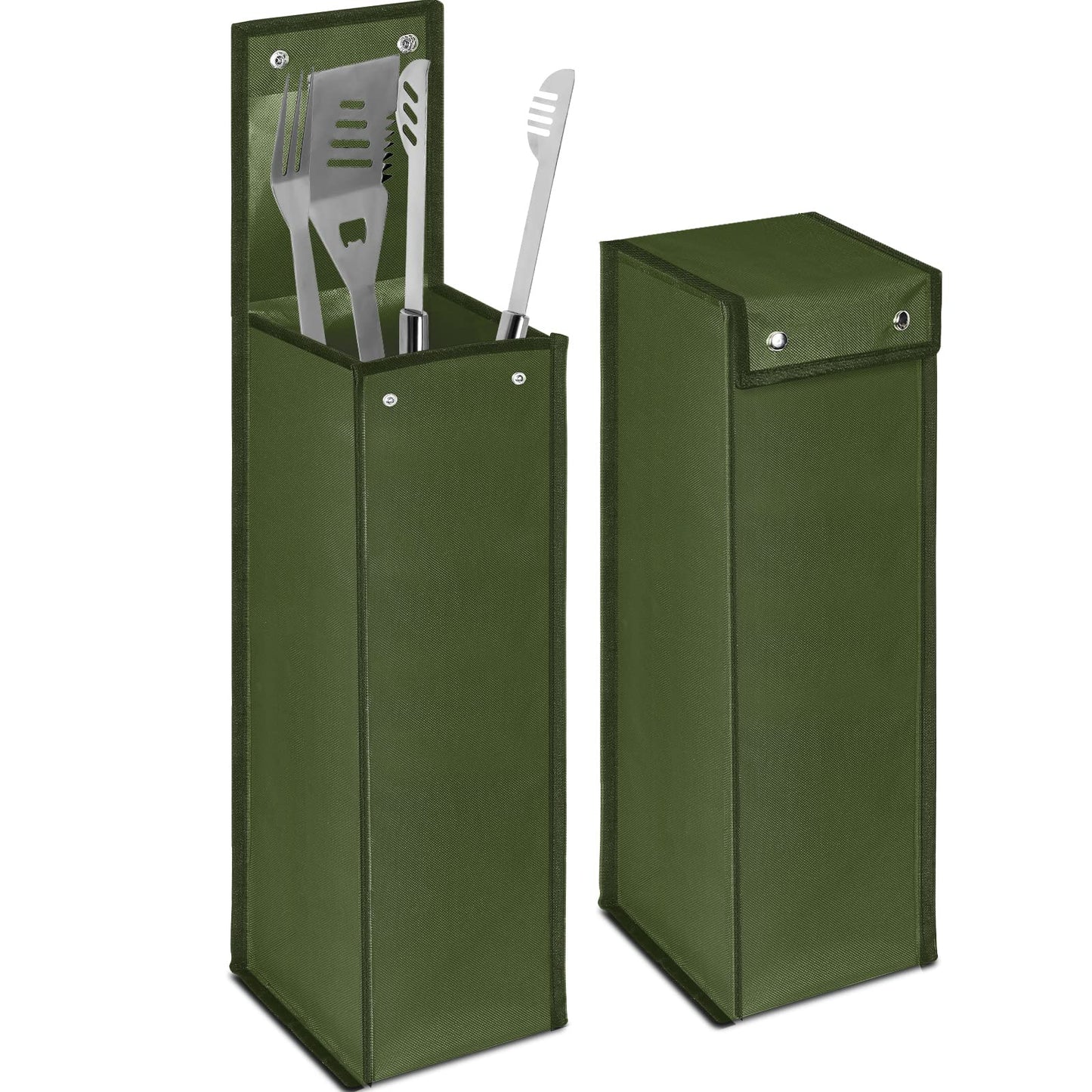 Amylove 1 pcs Grill Utensil Storage Bag BBQ Tool Storage Bags Barbecue Hardware Tool BBQ Utensil Holder Pouch Oxford Cloth Accessory Foldable for Camping Hiking (Amy Green)