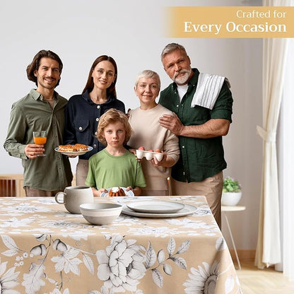 Maison d' Hermine Table Cloth Rectangle Table 100% Cotton 70 x 140 Inches Fall Tablecloth Reusable Everyday Use for Thanksgiving Christmas Decorations Dining Farmhouse Party (Pretty Autumn)