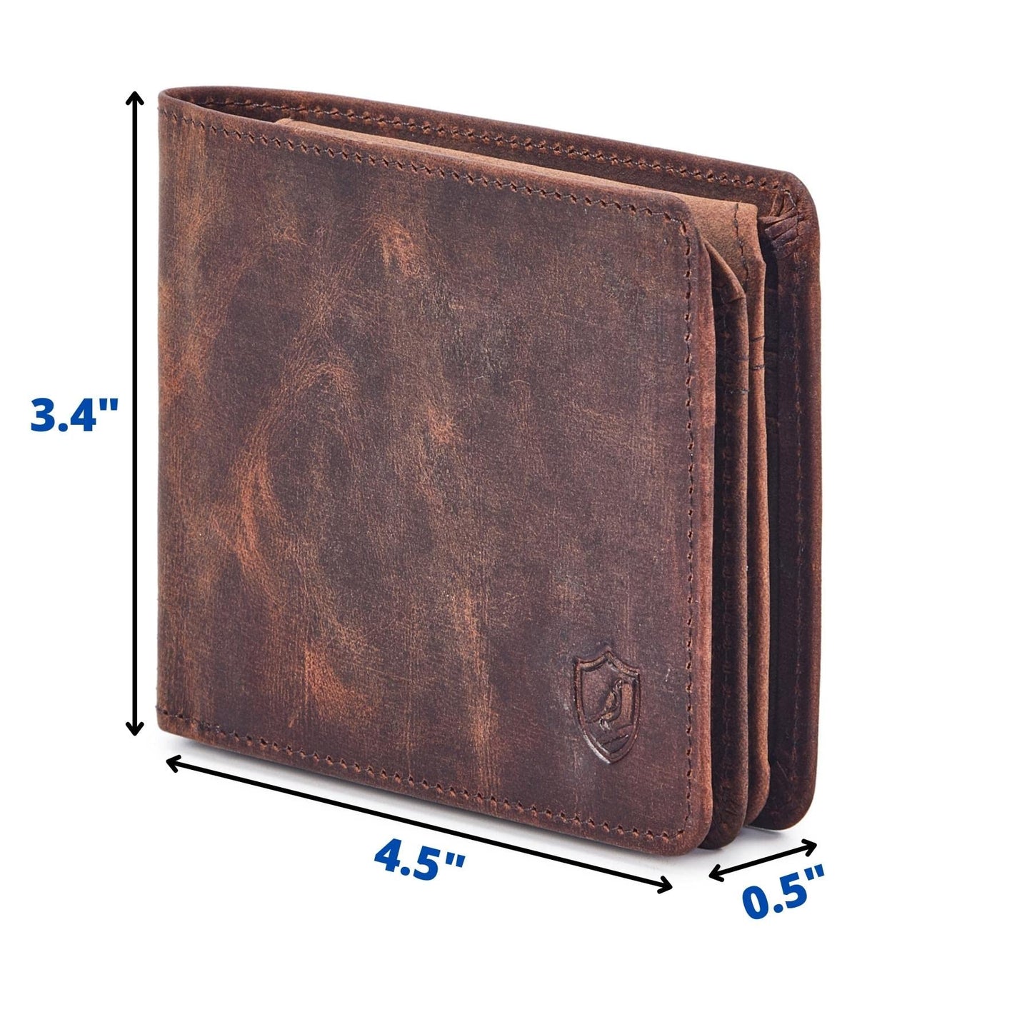 Cochoa Wallet for Men Bifold Leather RFID Blocking High Capacity Slim Card Case with 2 ID Window for Gift (Crazy Horse, Cognac)