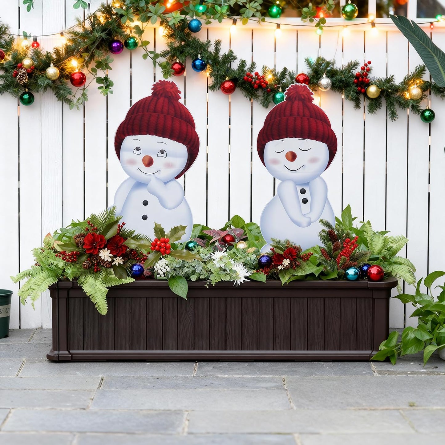 Jo.Devivre Christmas Decorations Outdoor, 2pcs Cute Snowman Yard Stakes, Large Snowman Garden Decorative Stakes for Christmas Decor, Yard Signs for Garden, Home, Lawn,Patio&Planter