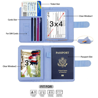 Melsbrinna Rfid Passport Holder for Travel women/Men, Cute Passport Wallet Rfid Blocking Card Slots, Rfid Passport Cover/CaseTravel Wallet, Passport Book Holder (1, Blue4)