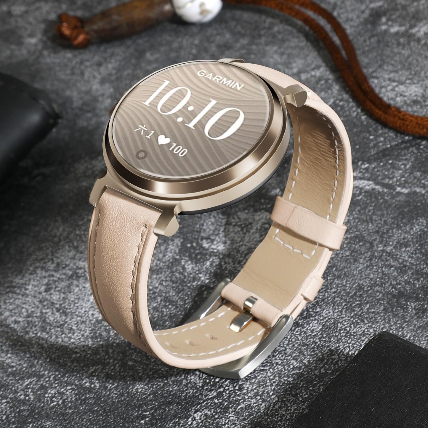 Leather Bands Compatible with Garmin Lily 2, 14mm Top Grain Soft Loop Straps Quick Release Replacement Adjustable Wristband for Lily 2 Classic/Active Smart Watch Accessory for Grace Women