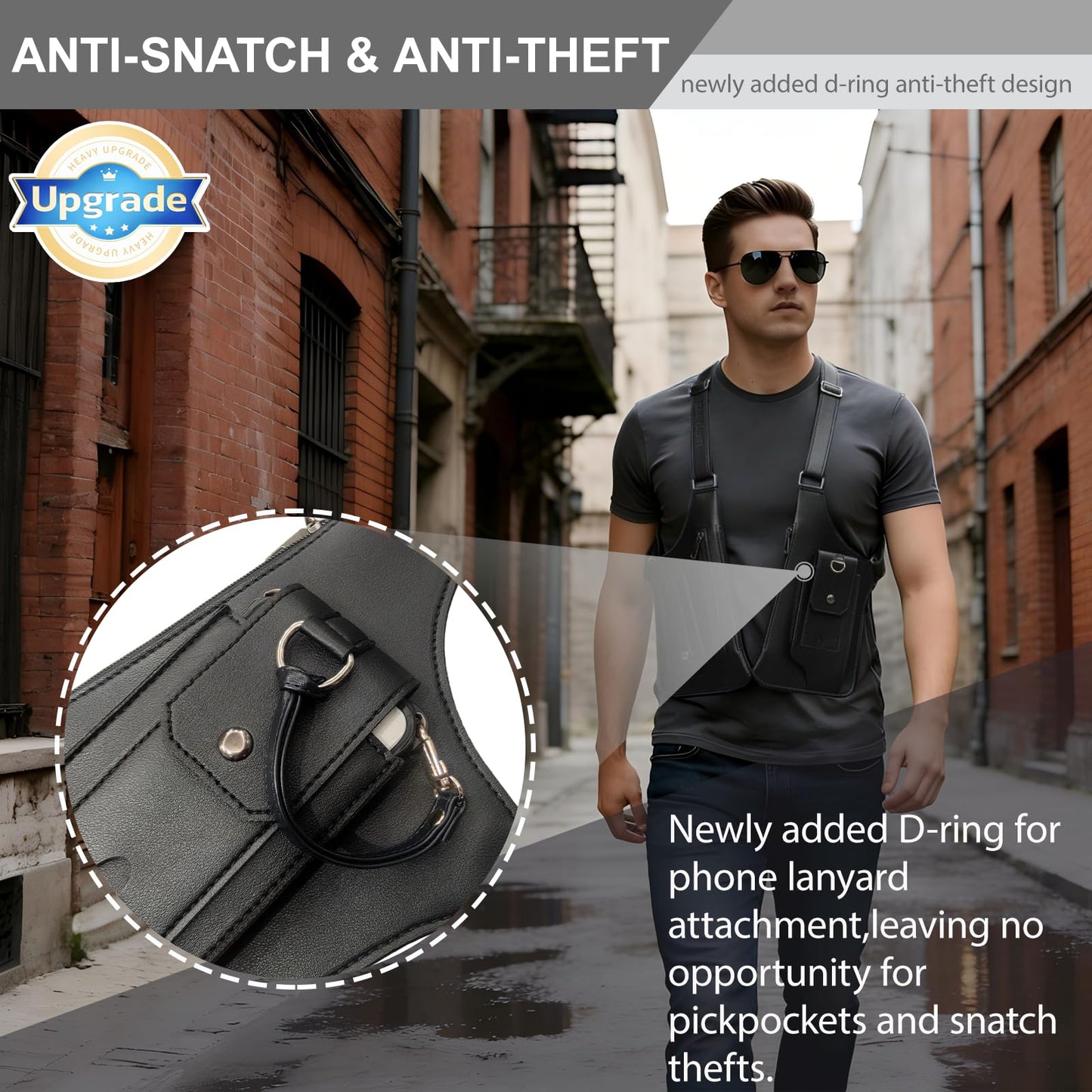 Double Shoulder Armpit Bag,Upgraded Anti-Theft Underarm Wallet with Pocket Holster Phone Leisure Double Shoulder Pouch for Men & Women,Multi-Purpose Armpit Tactical Bag,Travel & Outdoors (Black)