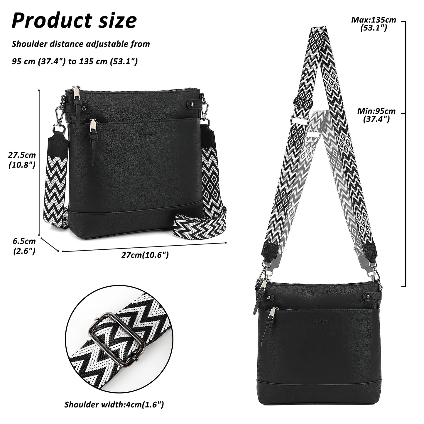 TANTOMI Vegan Leather Crossbody Bags for Women Hobo Travel Purse with Guitar Strap Trendy Women's Handbags with 6 Card Slots