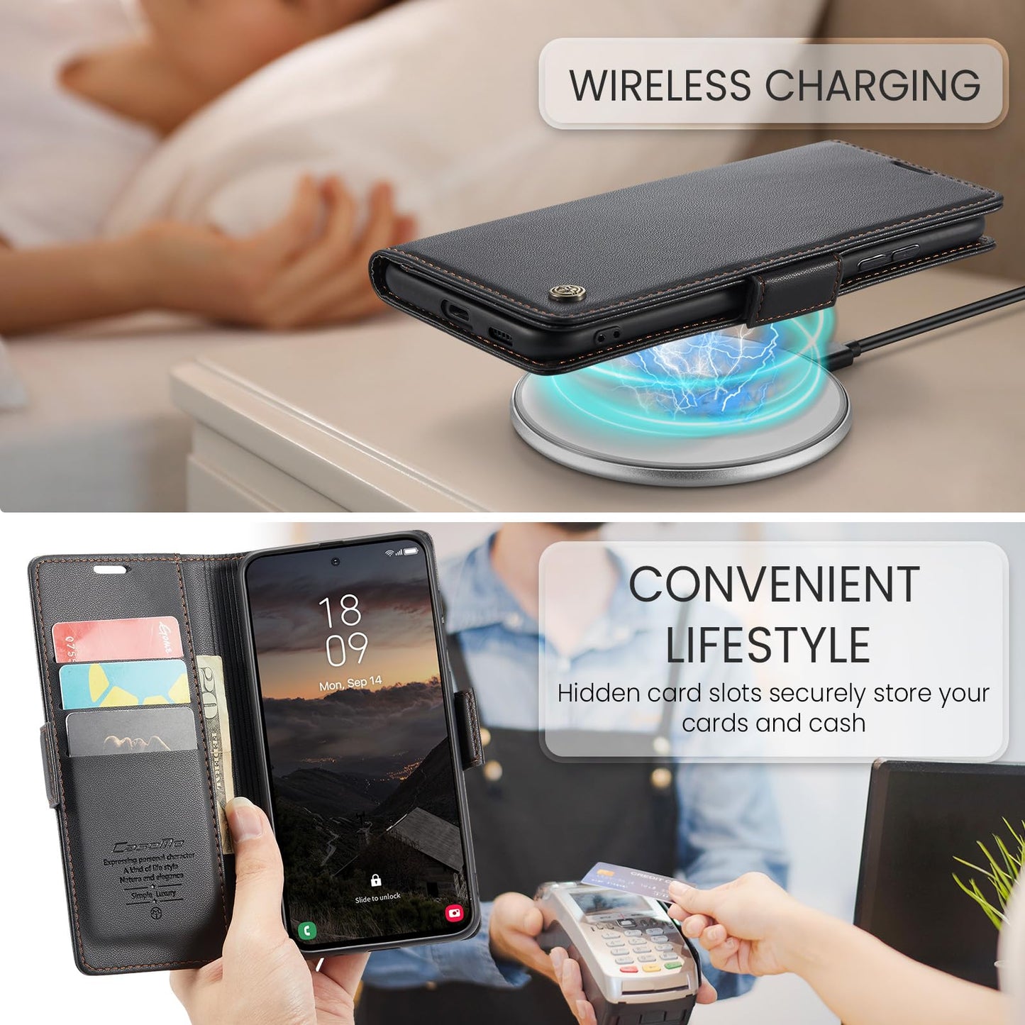 SINIANL Compatible with Samsung Galaxy S26 Wallet Case with Card Holder, Women Men Flip Cover with RFID Blocking Magnetic Clasp Kickstand Leather Book Folio Case for Galaxy S26 Black