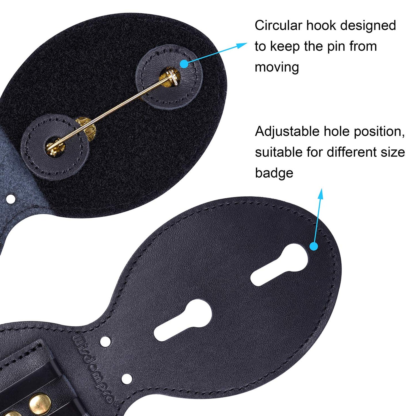 Cowhide Leather Oval Shape Police Badge Holder with Stainless Bead Chain Necklace and Elastic 6pcs 1" Backpack Straps Keeper and 6pcs 1 1/2" Wide Belt Loop Organizers Bundle