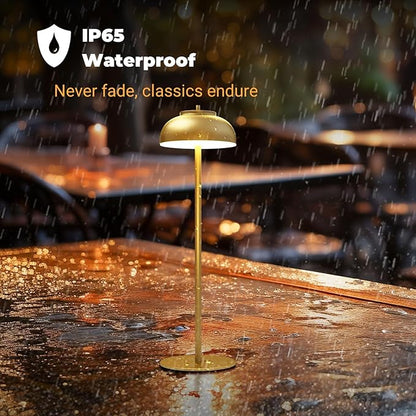2 Pack Gold Led Cordless Table Lamps Rechargeable,Cordless Touch Lamp Battery Operated-Waterproof-for Outdoor Patio/Restaurants/Home/Dinner