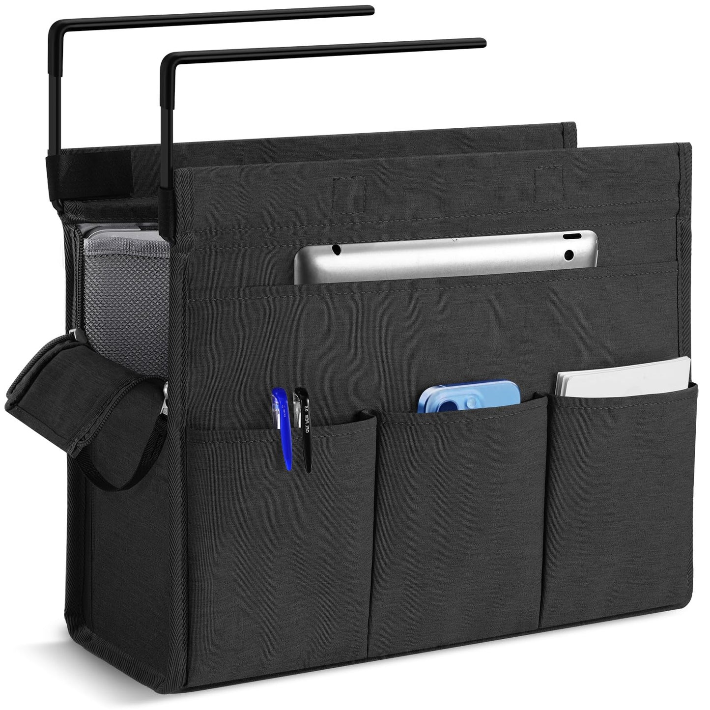 MASTLU Under Desk Hanging Storage Bag, Desk Organizer Storage, Office Side Storage Bag, Compatible with A4 Files, Detachable Handle Design, No Assembly Required, For Office Home School (Black)