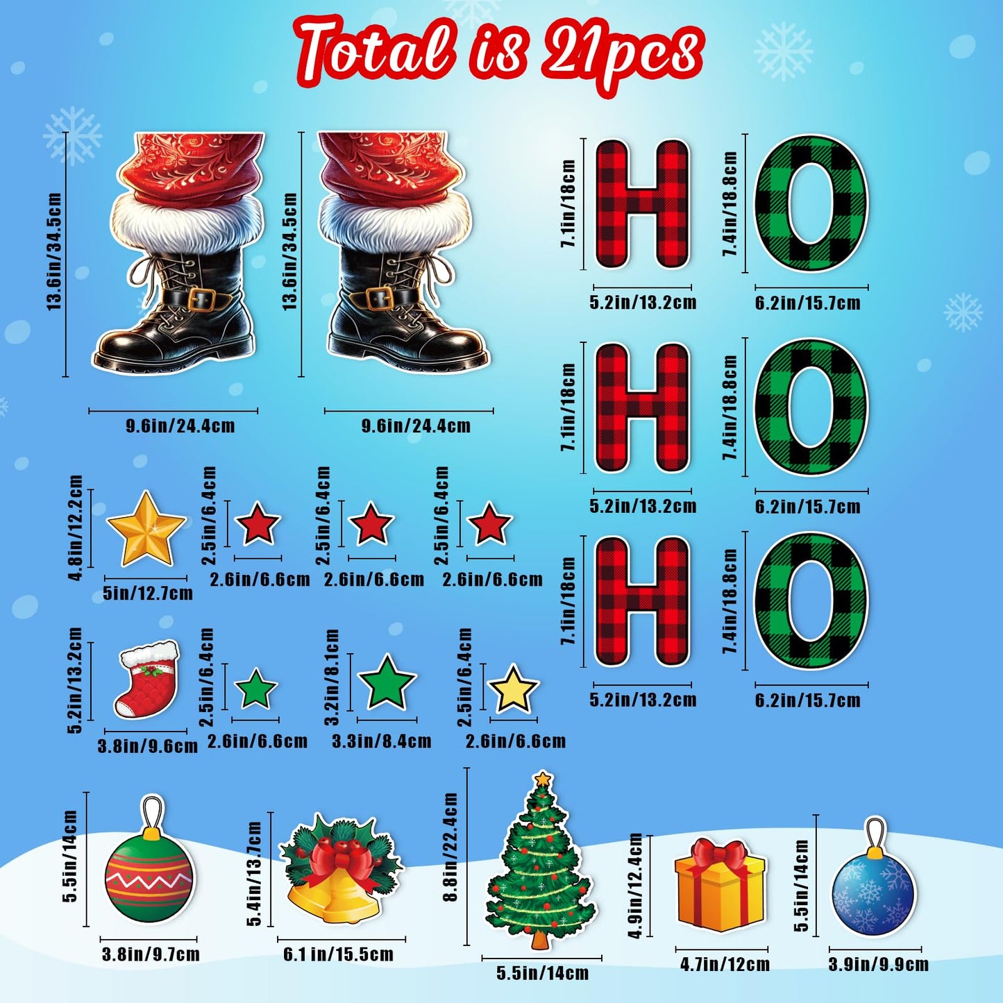 21PCS Christmas Garage Door Decorations Magnets - Santa Merry Xmas Holiday Refrigerator Fridge Kitchen Decor
