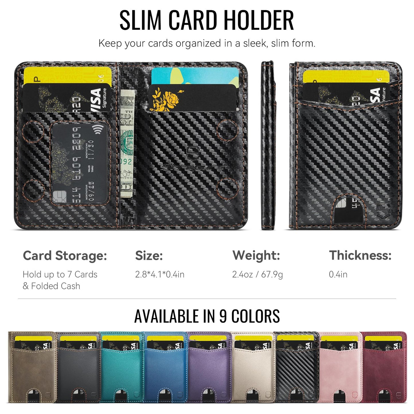 Strapurs Strong Magnetic Wallet Card Holder Compatible with MagSafe Phones and Cases, Slim PU Leather Phone Wallet with 6 Card Slots RFID Blocking for iPhone 16/15/14/13/12 Series – Carbon Black