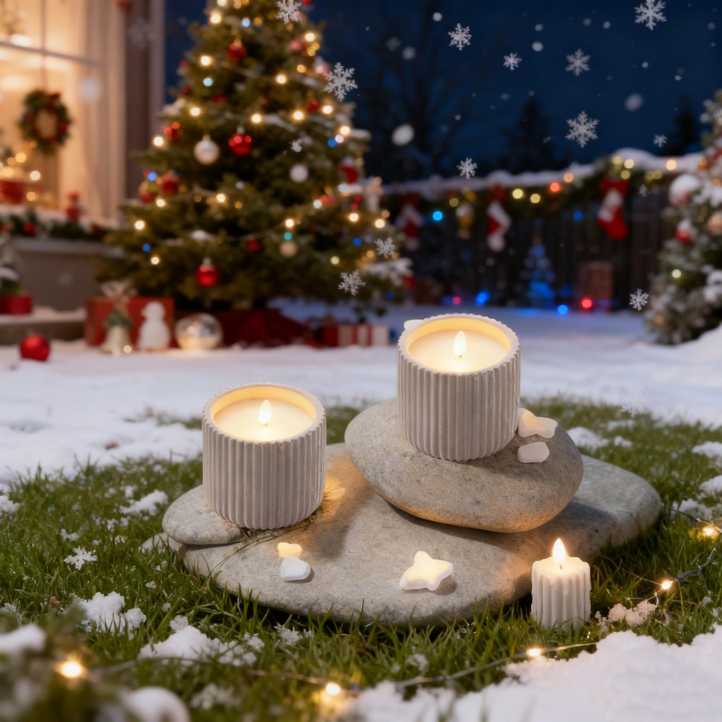 XMHBCSM Flameless Christmas Candles,2 Pack Christmas Decorations Flameless Candles Battery Operated Candles for Christmas Home Decoration