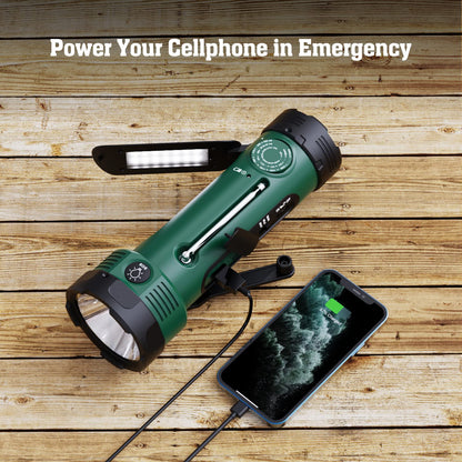Emergency Radio with 5-Mode LED Flashlight, Solar Hand Crank NOAA Weather Radio, Portable AM FM Battery Operated Radio with Phone Charger, Reading Lamp & SOS Alarm for Home, Camping, Outdoor Survival