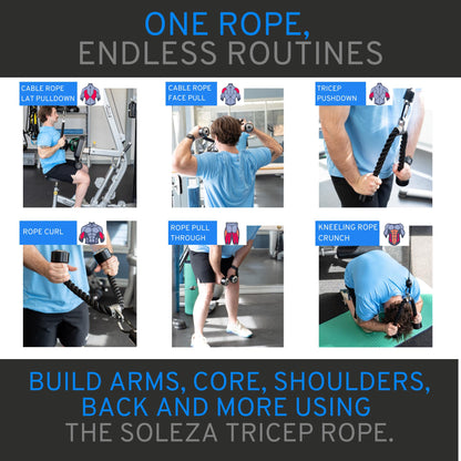Tricep Rope Cable Attachment, 27" Tricep Pull Down Attachment Carabiner, Rope Attachment for Cable Machine, Gym Rope Attachment, Cable Rope Attachments for Gym, Rope Pull Down Attachment, Triceps Rope