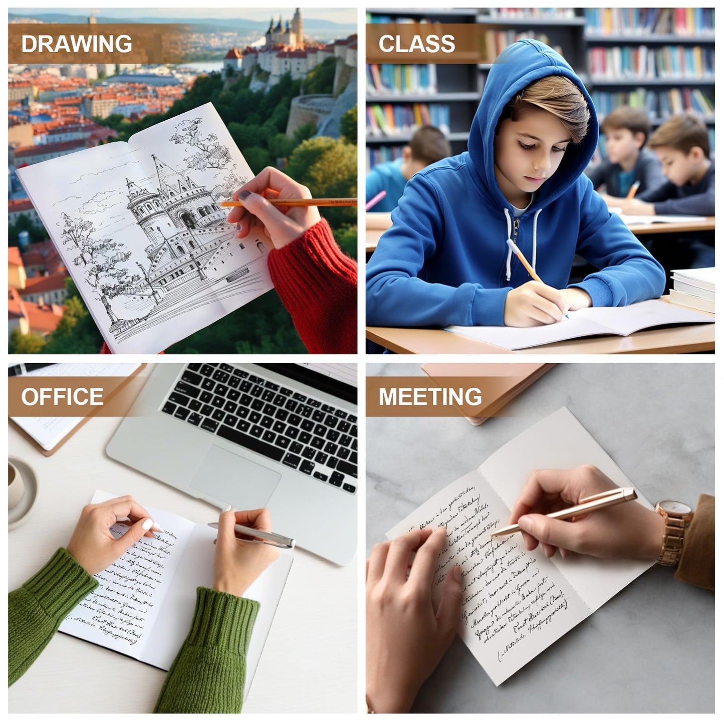 YGPHO 30PCS A5 Blank Kraft Notebooks Bulk, 8.3x5.5inch Unlined Paper Composition Notebook, 60 Pages Travel Journal Notebook Set for Work, School, Student,Kids and Writing