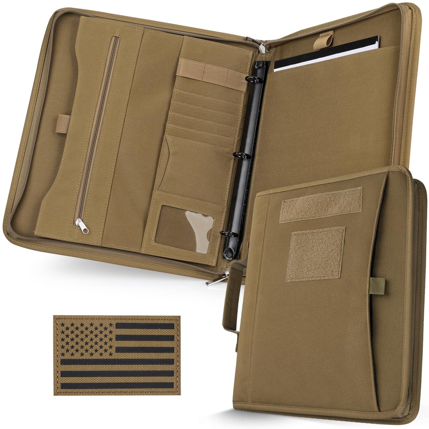 Livans Portfolio Padfolio Binder Detachable 3-Ring Planner, Zip Tactical Notebook Cover with A4 Letter Paper, Multi-Pocket Carry Bag for Gift, Out-Work, Travels, Office & School