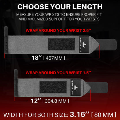TECEUM Weightlifting Wrist Wraps with Thumb Loop – Gray – Beast Mode – 18 inch – Heavy-Duty Workout Wrist Support & Protection – Ideal for Powerlifting, Strength Training, Bodybuilding
