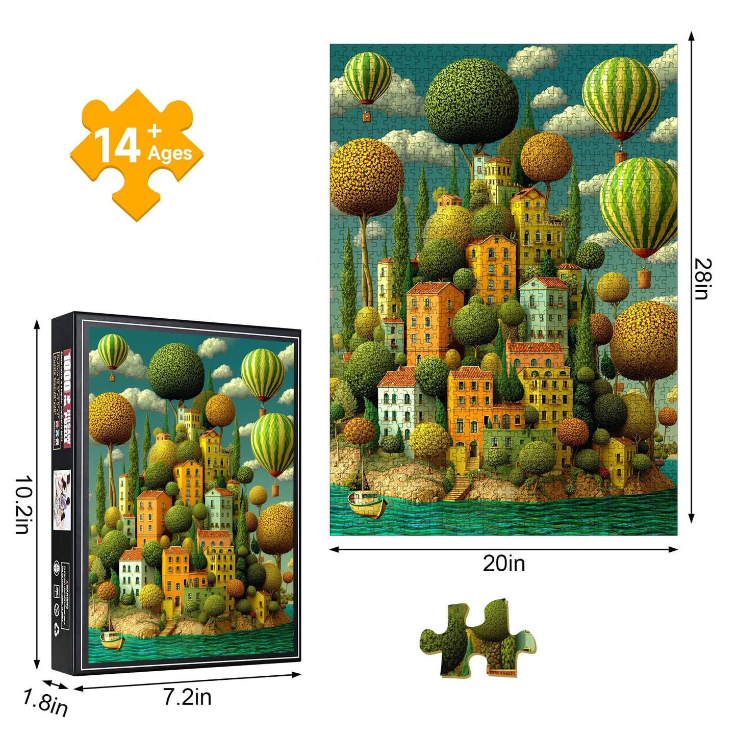 1000 Piece Jigsaw Puzzle for Adults, Whimsical Fantasy Town