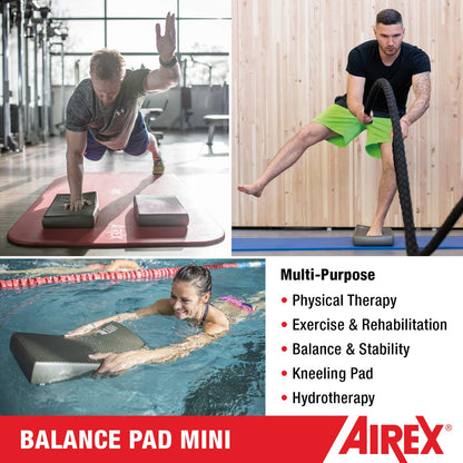 Airex Balance Pad - Exercise Foam Pad Physical Therapy, Workout, Plank, Yoga, Pilates, Stretching, Balancing Stability Mat, Kneeling Cushion, Mobility Strength Trainer for Knee, Ankle - Mini, Lava