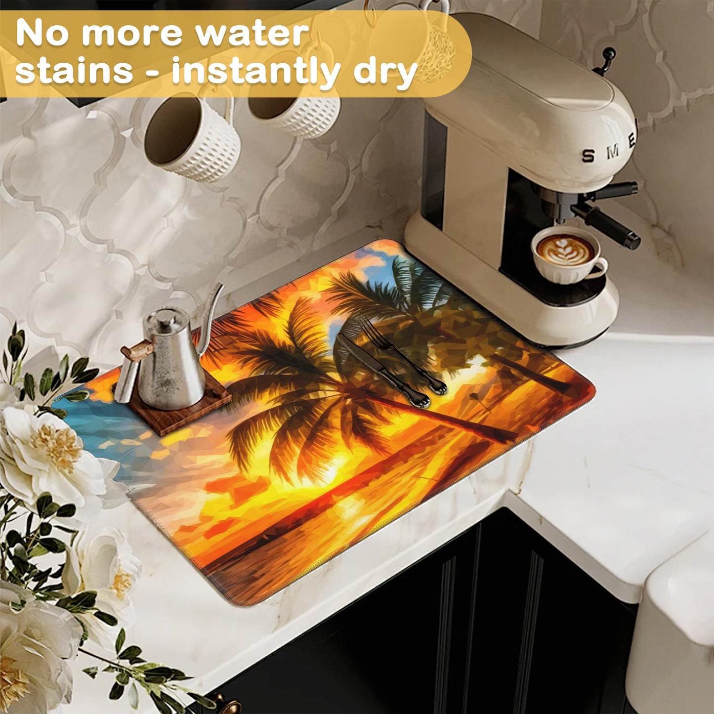 Stove Top Cover for Electric Stove，Christmas Kitchen Decor Beach Palm Sunset Extra Thick Natural Rubber Glass Top Protector, Prevents Scratching, Expands Usable Space 28.5'' x 20.5''