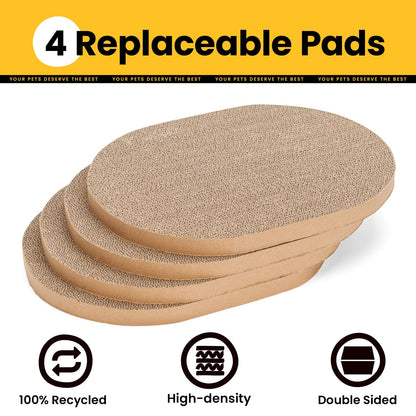 Conlun Cat Scratcher Box with 4 Cat Scratching Board Reversible Scratch Pad, Heavy Duty Corrugated Cardboard Pet Bed Lounger Kitty Scratchers for Indoor, Protects Furniture,Kittens Gifts-Large