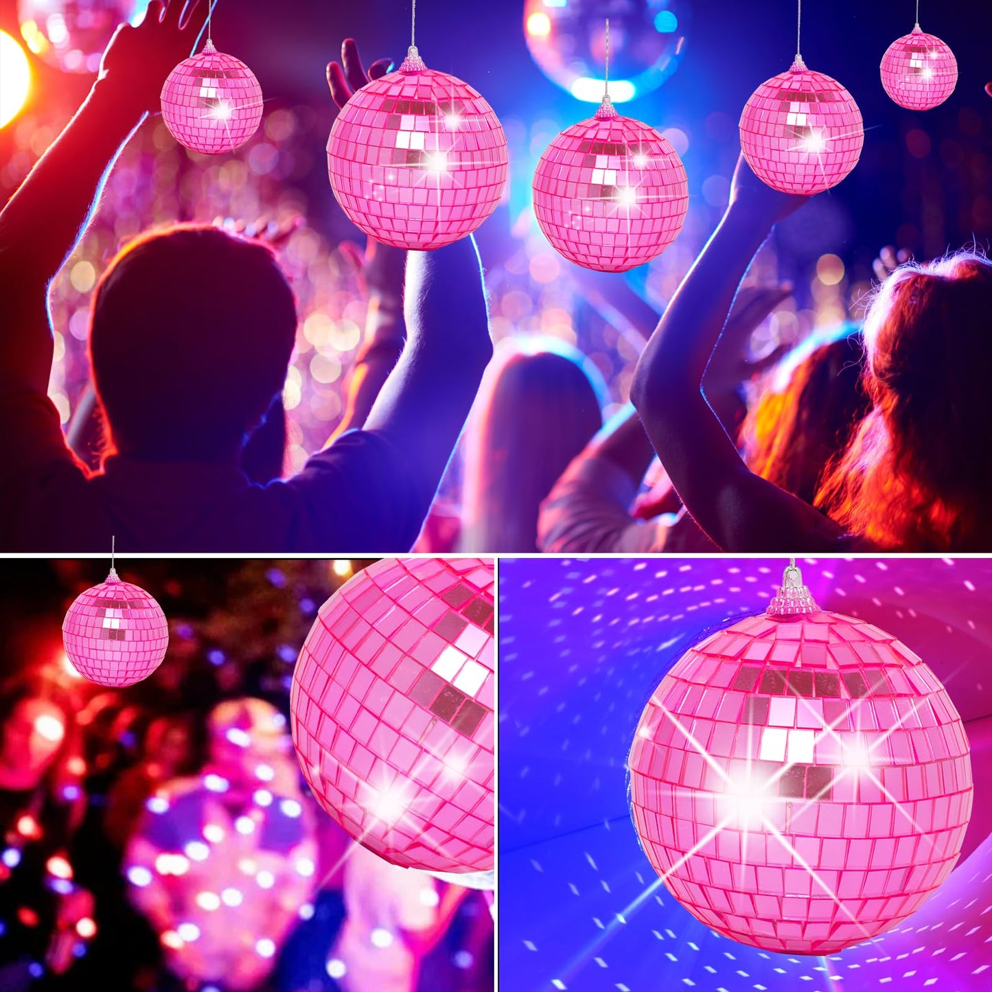 Mini Pink Disco Ball Ornaments: 28 Pack Small Disco Balls Decorations Different Sizes - Pink Disco Party Decorations Bulk for Christmas Tree Cake Room Birthday (1.2 Inch, 1.6 Inch, 2 Inch, 2.4 Inch)