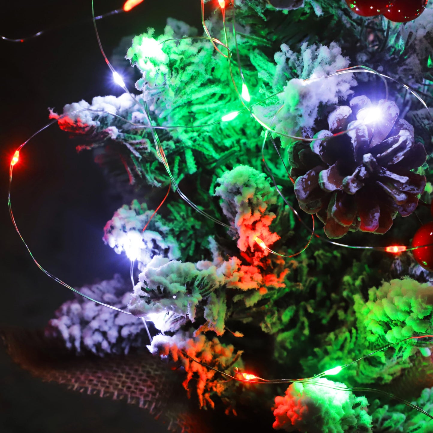 Christmas String Lights Red Green White Copper Wire, 4 Pack 400LED Fairy Lights Waterproof Twinkle Lights for Xmas, Bedroom, Garden, Patio, Outdoor Decor- Red White Green