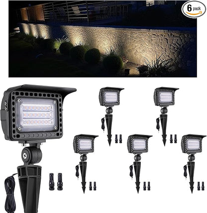 Gardenreet Outdoor Low Voltage LED Flood Lights - 12W 12V Landscape Wall Wash Lights, IP65 Waterproof Angle Adjustable Aluminum Brown Hardwired for Wall House Patio Backyard 6 Pack