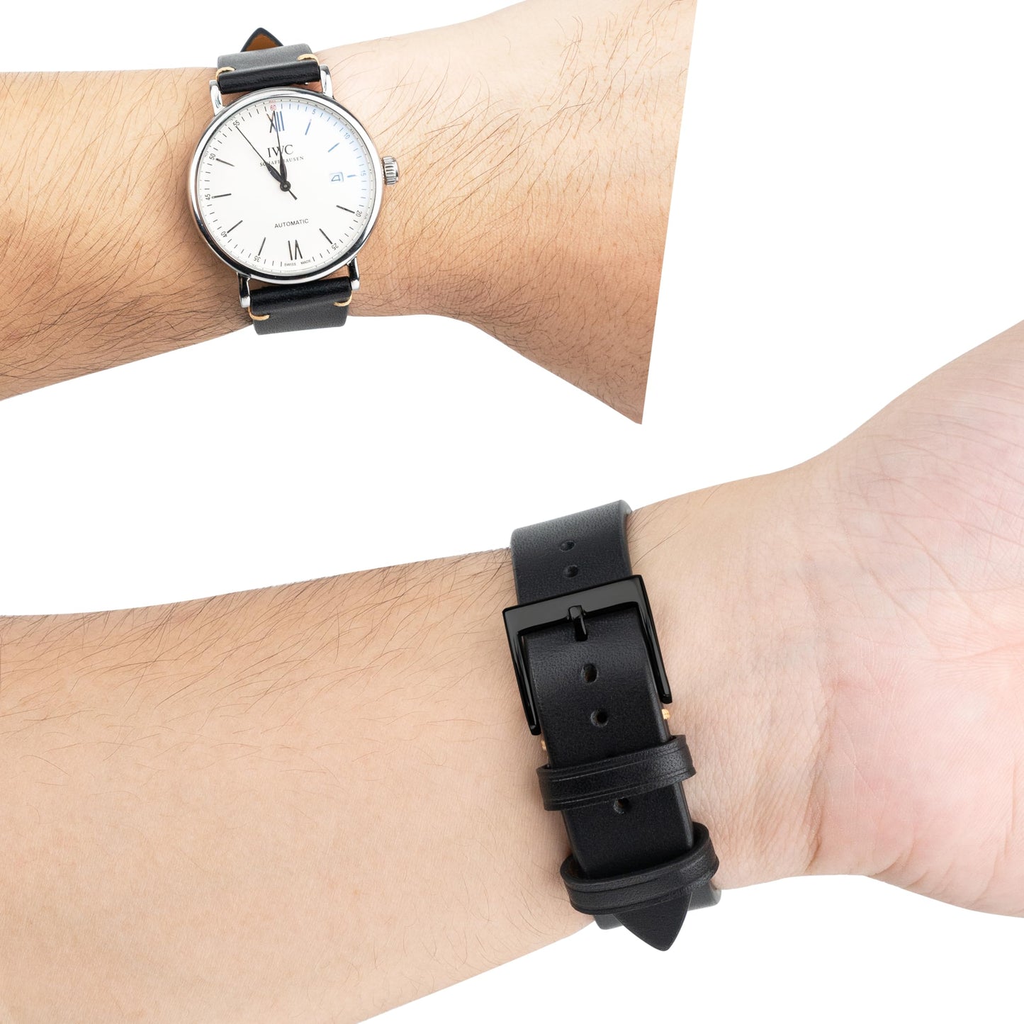 Gomvadr Handmade Slim Vintage Top Grain Leather Watch Strap, Quick Release, 18 mm/19 mm/20 mm/21 mm/22 mm, Silver/Black Buckle, Tan/Brown/Blue/Black/Coffee, Unisex for Men Women (Black with Black Buckle, 20mm)