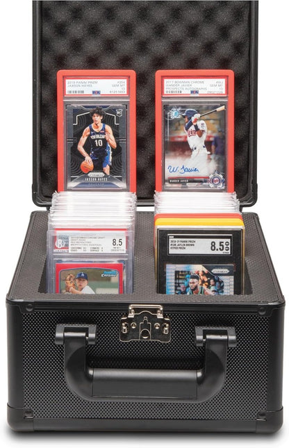 SLAB ARMOR Graded Card Storage Box - 2 Row Case for 80+ PSA Slabs | Black Card Holder