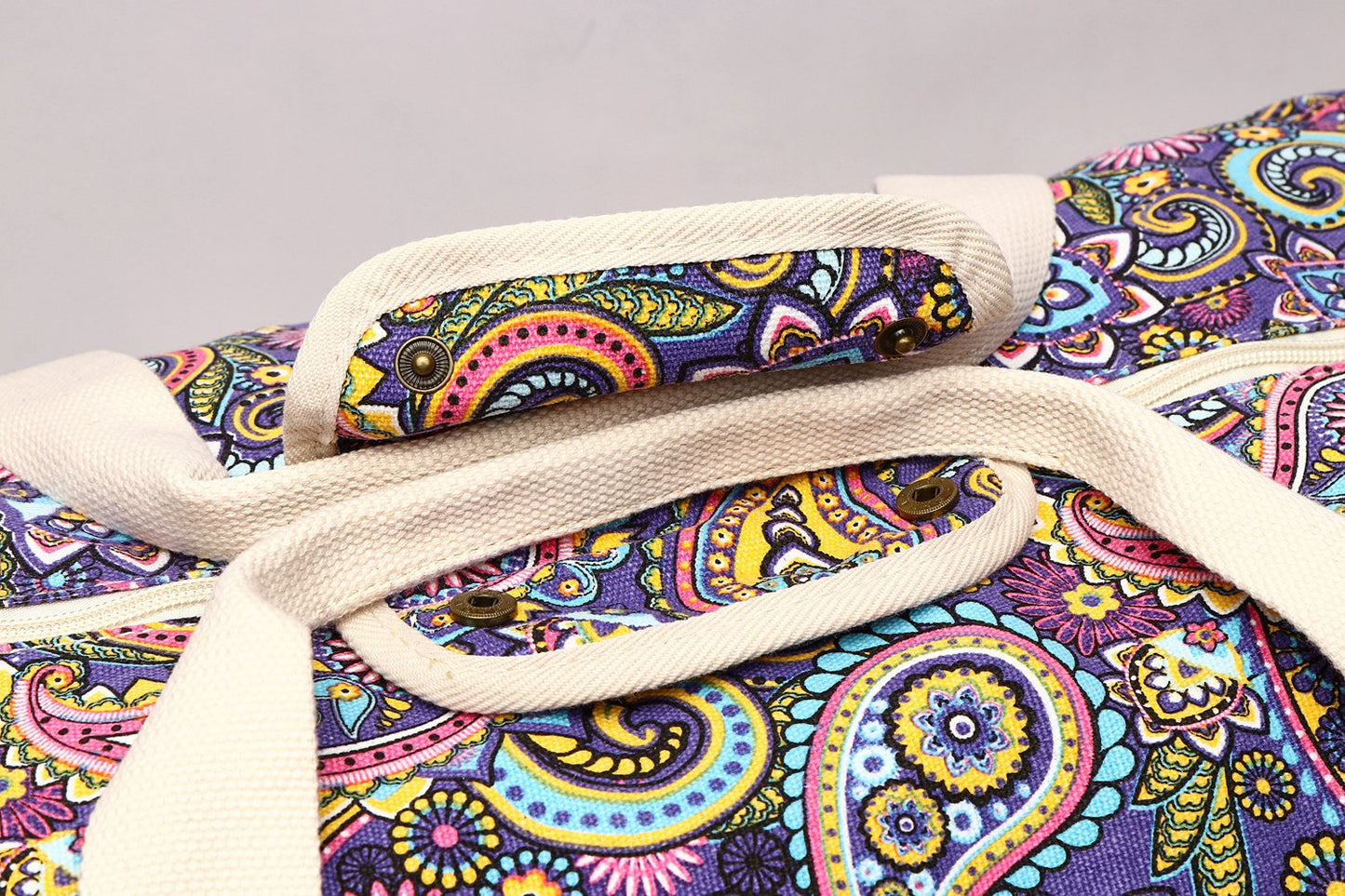 Malirona 22"Canvas Weekender Overnight Bags Travel Duffel Bag Carry On Bag for Women and Girls (Purple Flower)